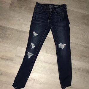 American Eagle Mid-Rise Ripped Jean Dark Wash